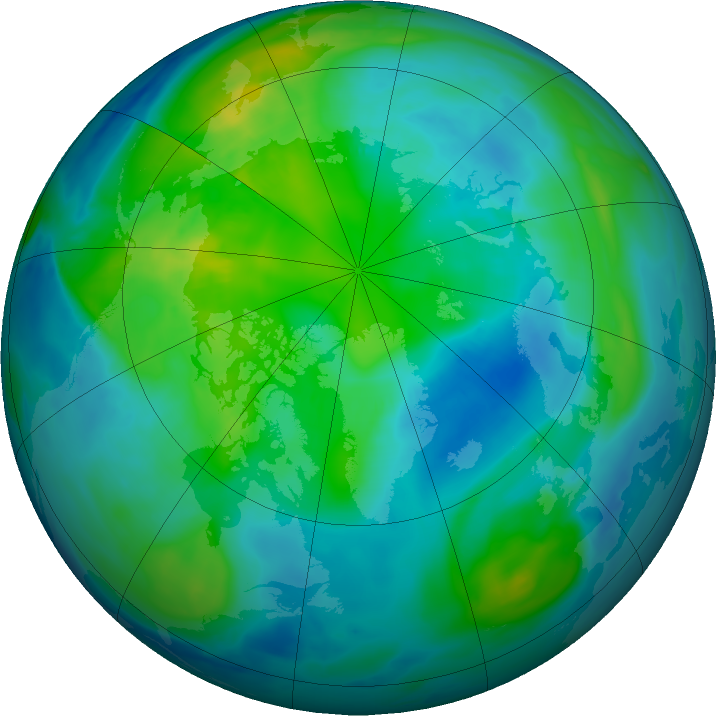 Arctic ozone map for 19 October 2022